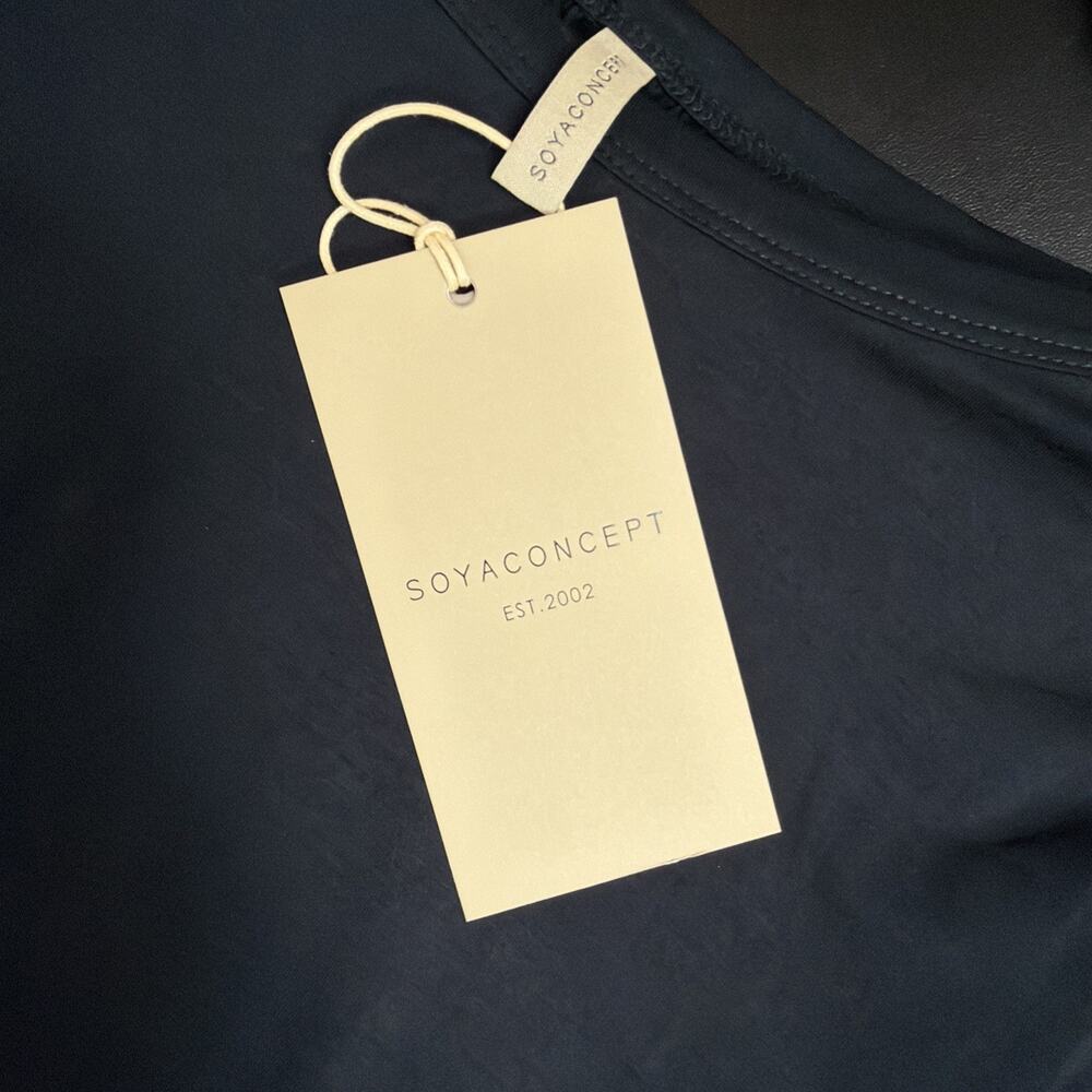 NWT Soya Concept Black Scoop Neck Rolled Short Sleeve Top #1770 Size XS - Picture 8 of 11